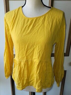 🔥5/$20 LOFT Yellow Peplum Long-Sleeve Top
